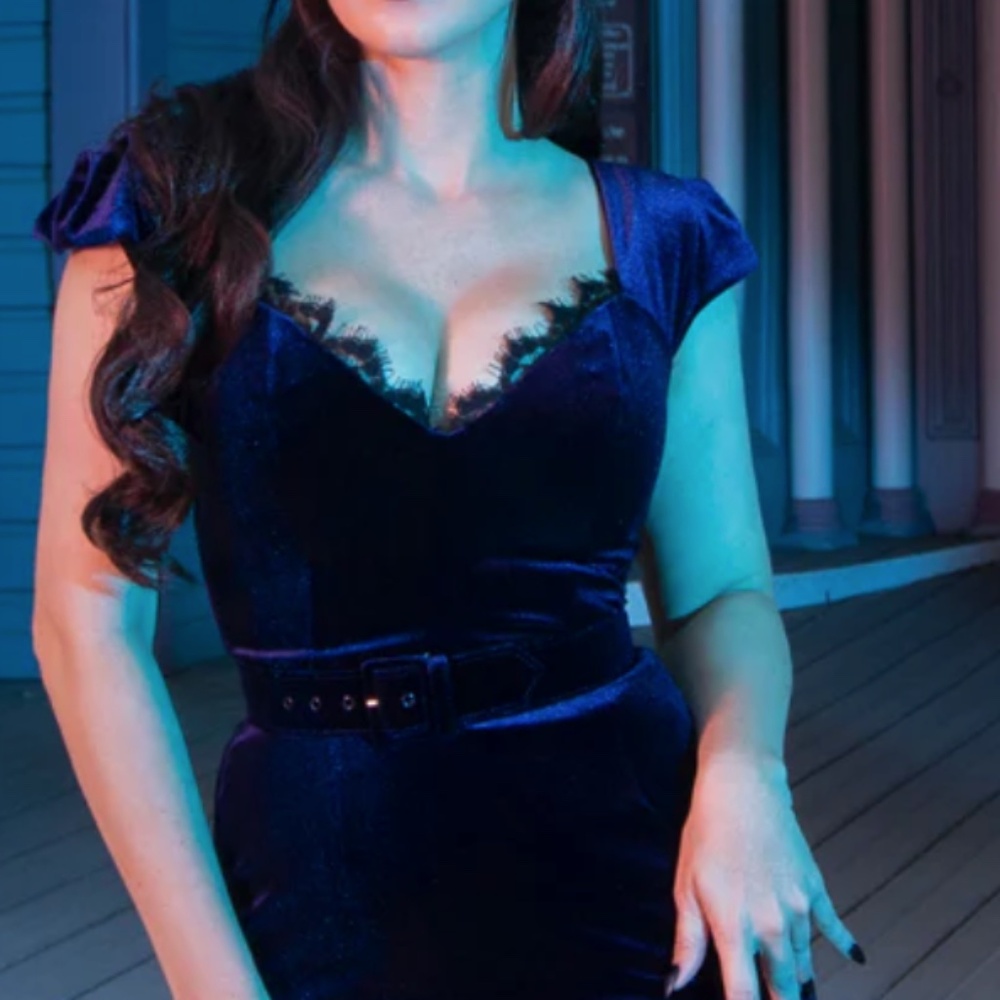 Baudelaire Wiggle Dress in Midnight Blue - La Femme En Noir - Size M - NWT